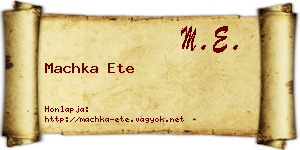 Machka Ete névjegykártya